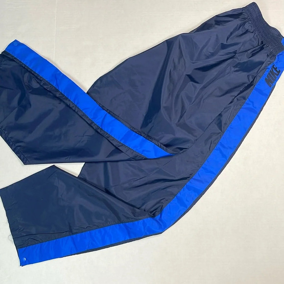 Nike XXL Break Away Nylon Full Snap Legs Warm Up Pants Navy Blue - Picture 1 of 11